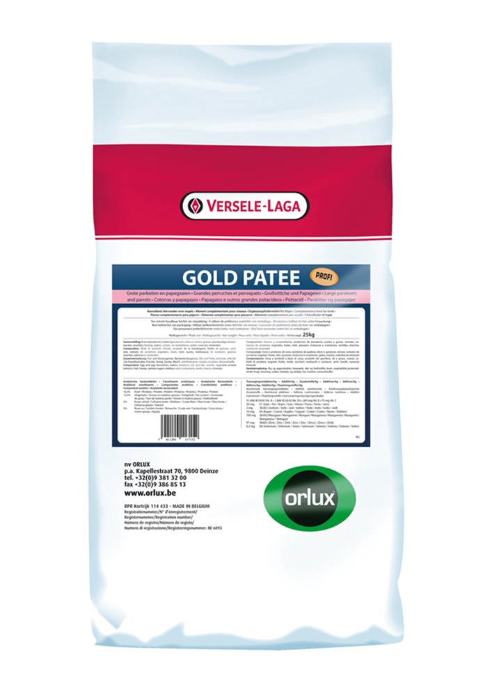 Orlux Gold patee grote parkieten en papegaaien 25 kg 