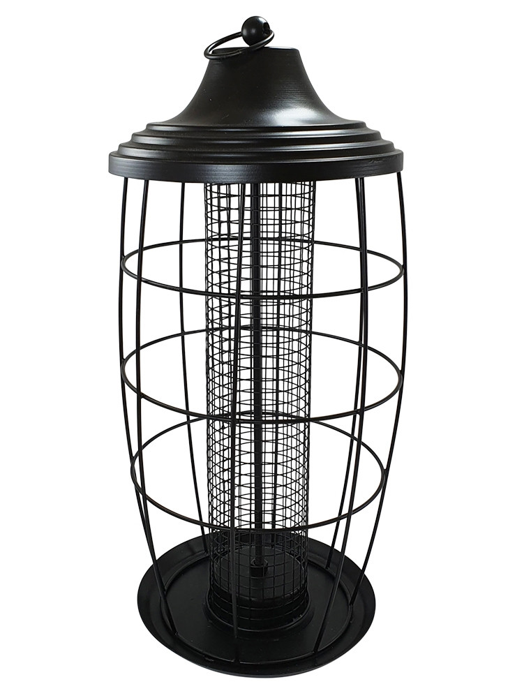 Voerdispenser met hek  19 x 39 cm zwart