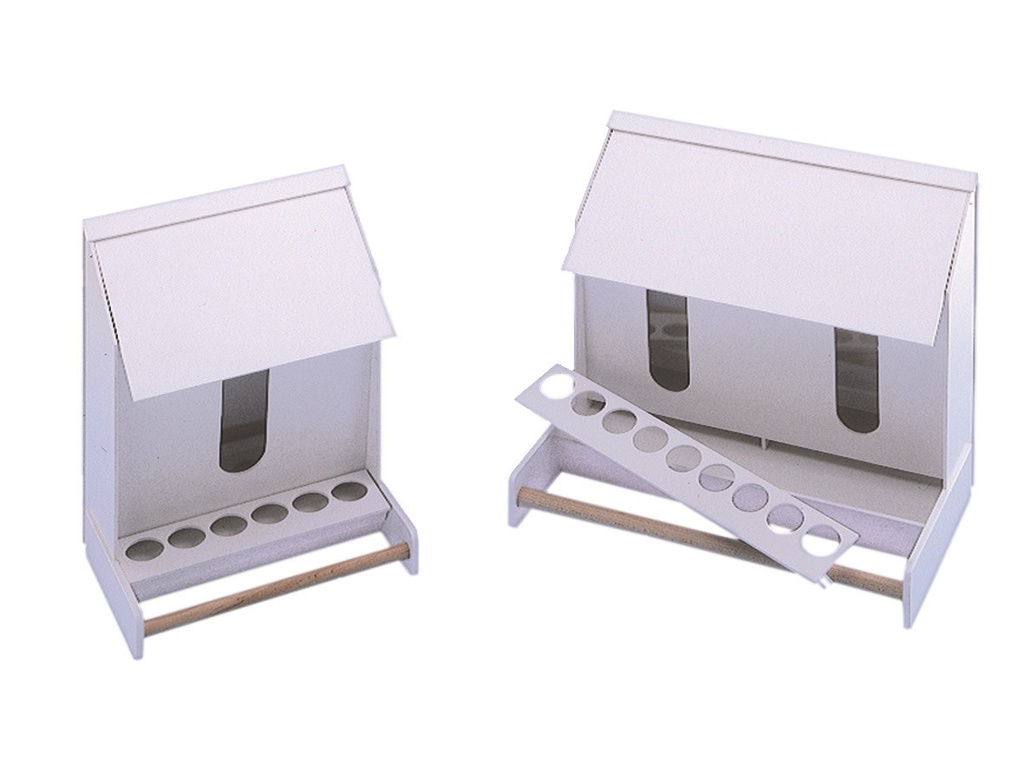 Voederbakje van kunststof voor parkieten wit