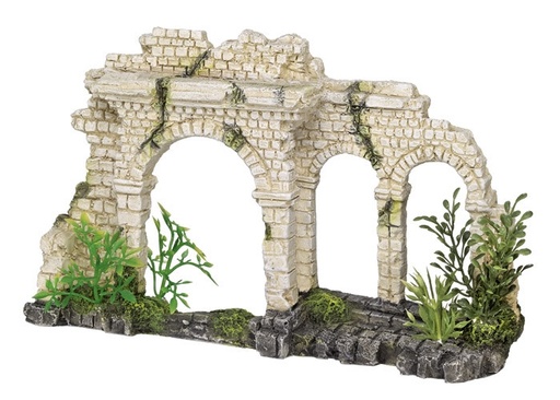 [NB28075] Aqua ornamenten "TRI-ARCH BRICK GATE" - met planten L25 x B6,5 x H15 cm 