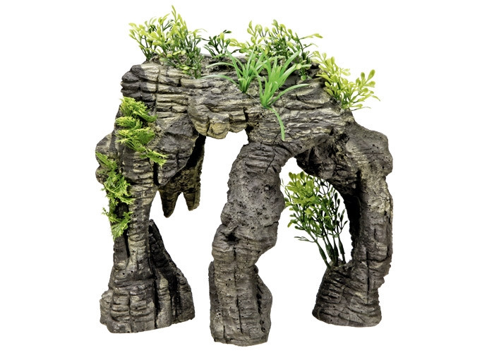 Aqua Ornamenten "STONE" met planten L24,5 x B14 x H25 cm 
