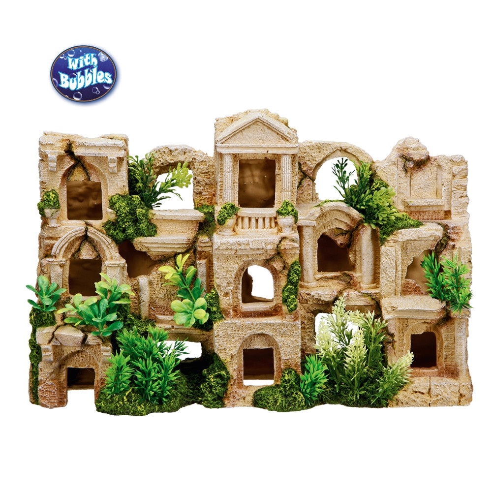 Aqua ornamenten "FISH HABITAT" met planten L42 x B12 x H27,5 cm 