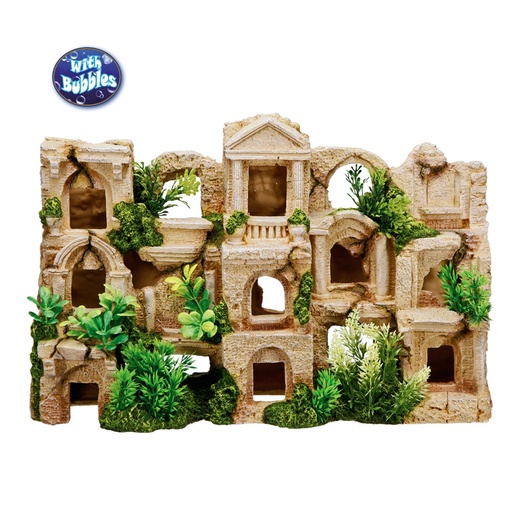[NB28184] Aqua ornamenten "FISH HABITAT" met planten L42 x B12 x H27,5 cm 