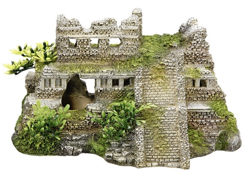 [NB28190] Aqua Ornamenten "MAYA RUIN" met planten L21,5 x B14,5 x H11,5 cm 