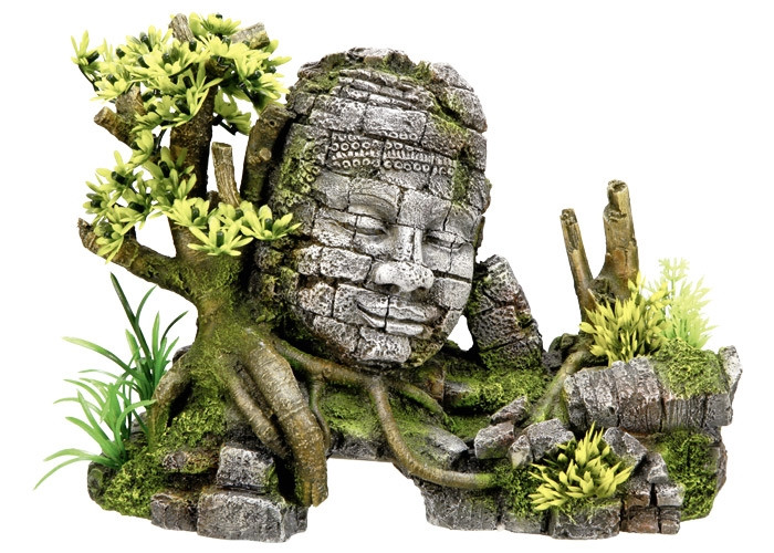 Aquaornamenten "ANGKOR BATT" met planten L25 x B12,5 x H18 cm 