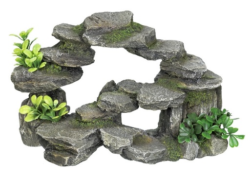 [NB28301] Aqua ornamenten "ROCKY ARCH" - met planten L26,5 x B15 x H16,5 cm 