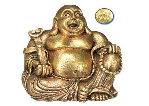 [NB28393] Aquaornamenten "BOEDDHA" L13,5 x B11 x H12 cm goud