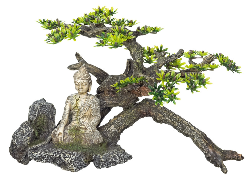 Aqua ornamenten "Boeddha" - met planten L32,5 x B16,5 x H21,0 cm 