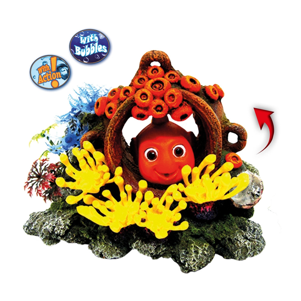 Aquaornamenten "VIS IN JAR" met planten 15,5 x 11,3 x 11,5 cm 