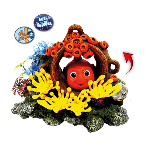 [NB28623] Aquaornamenten "VIS IN JAR" met planten 15,5 x 11,3 x 11,5 cm 