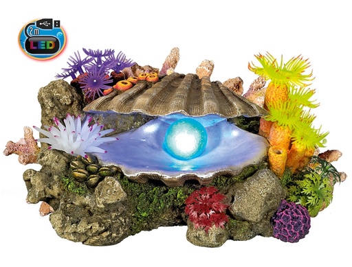 [NB28647] Aqua-ornamenten "CLAM" met planten met LED