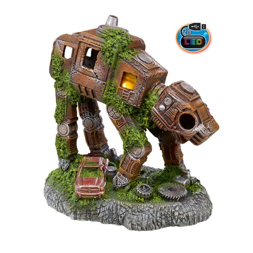 [NB28690] Aquaornamenten "JUNK ROBOT" met LED 