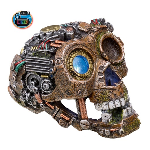 [NB28691] Aqua-ornamenten "CYBORG SKULL 2" met LED 