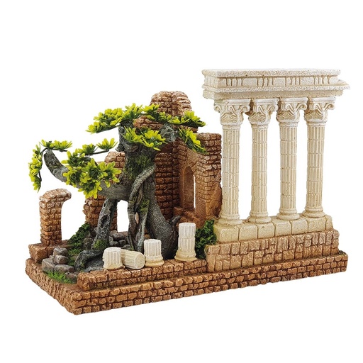 [NB28713] Aqua ornamenten "ANTIEKE KOLOM MET BONSAI" 32 x 15,5 x 22 cm 