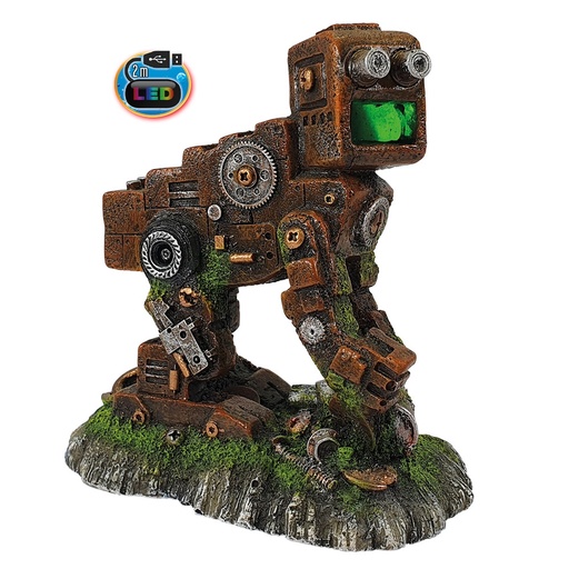 [NB28717] Aquaornamenten "JUNK ROBOT" met LED 14 x 8,7 x 14,7 cm 