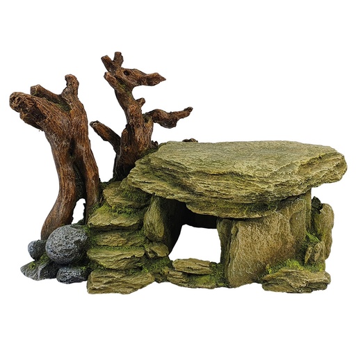 [NB28723] Aqua Ornamenten "ROTSCAVE MET HOUT" 29 x 17,2 x 18,2 cm 