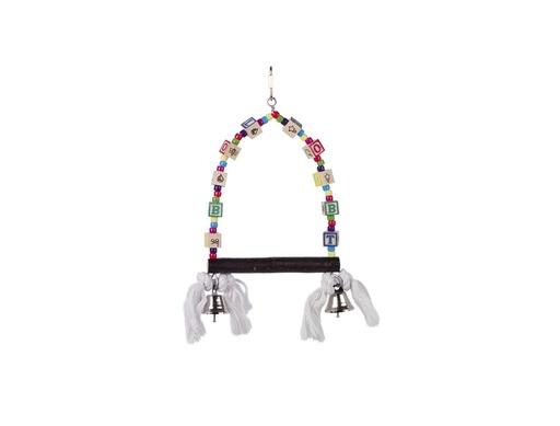 [NB31681] Kooispeelgoed, schommel met gekleurde dobbelstenen 28 x 17 cm 