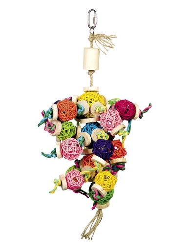 [NB31703] Cage Toy, speelgoed met rieten ballen 37 x 18 cm 