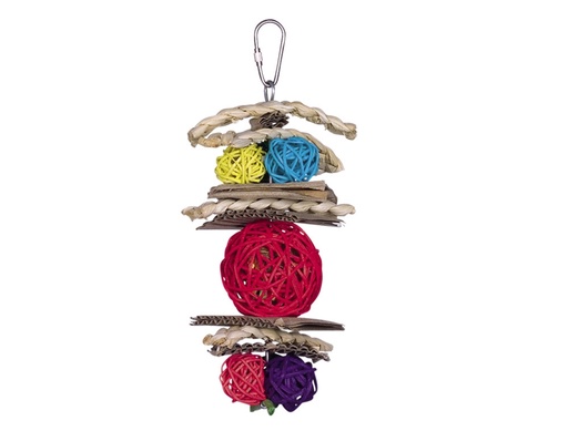 [NB31719] Cage Toy, speelgoed met rieten ballen 22 x 10 cm 