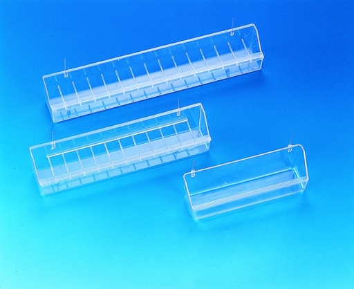 [NB36150] Voerbak met draadklem 39,0 x 5,5 x 6,5 cm transparant