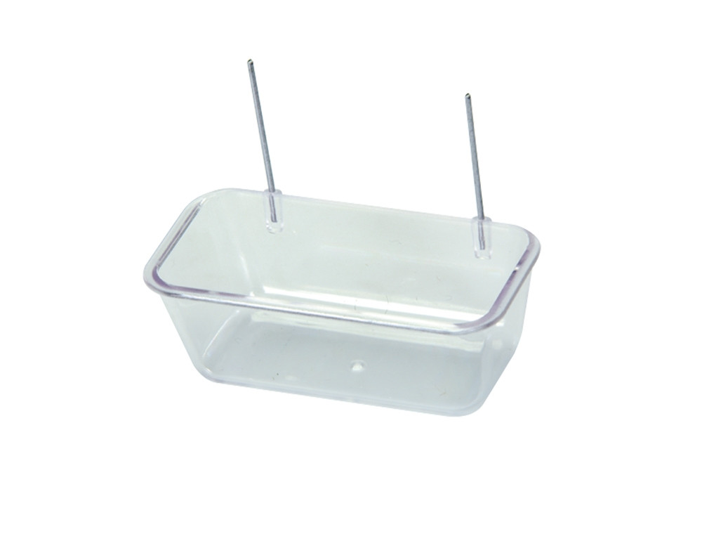 Voerbak met draadklem 8,0 x 4,5 x 3,0 cm transparant