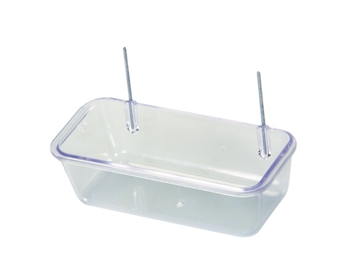 [NB36180] Voerbak met draadklem 10,0 x 4,5 x 3,0 cm transparant