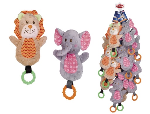 [NB50384] Pluche leeuw en olifant strip 12 st, 27 cm 
