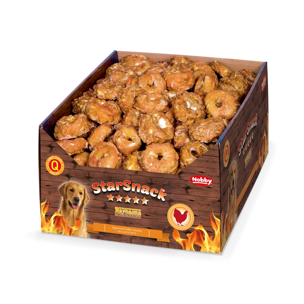 StarSnack Barbecue Kip Donut display 200 stuks,  5,0 cm, 25 g 