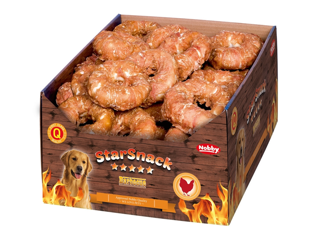 StarSnack Barbecue Kip Donut display 30 stuks,  10,0 cm, 110 g 