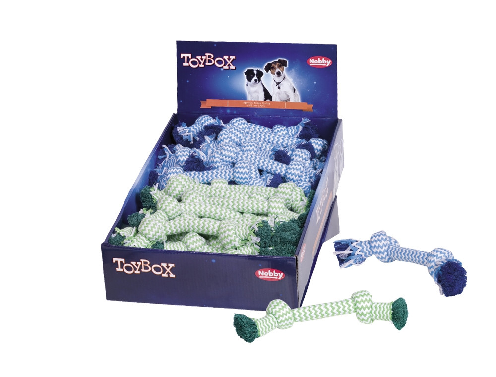Touw speelgoed display 36 stuks; 50g; 2 knopen diverse kleuren 
