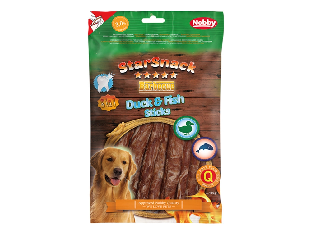 Snackbarbecue Eend & Visstick  130 g,  12 mm, 12,5 cm 
