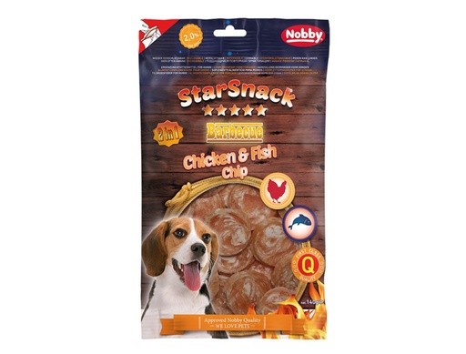 [NB50744] StarSnack Barbecue Kip & Vischips app. 140 g,  35 mm 