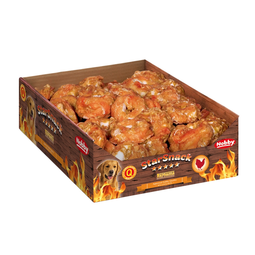 StarSnack Barbecue Kip Donut S display 80 stuks,  5,0 cm, 25 g 