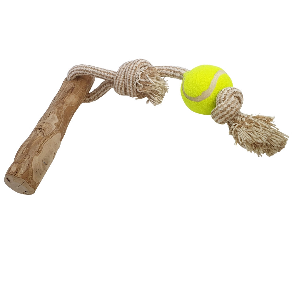 Koffiehout met touw en bal L,  approx. 56 cm 