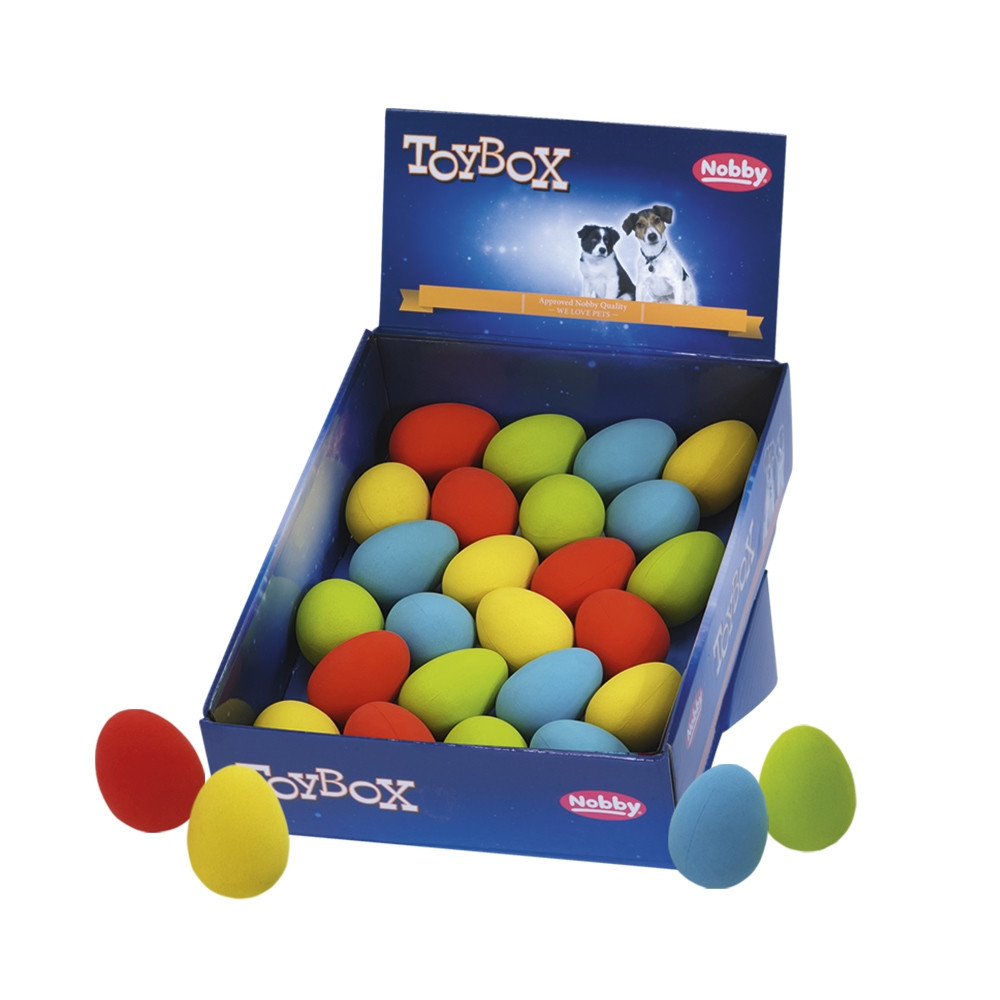 Rubberen ei display 24 st, 5,5 cm Mix kleuren