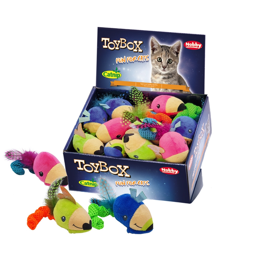 Pluche muisjes met kattenkruid Display 21 st, 8 cm Mix kleuren