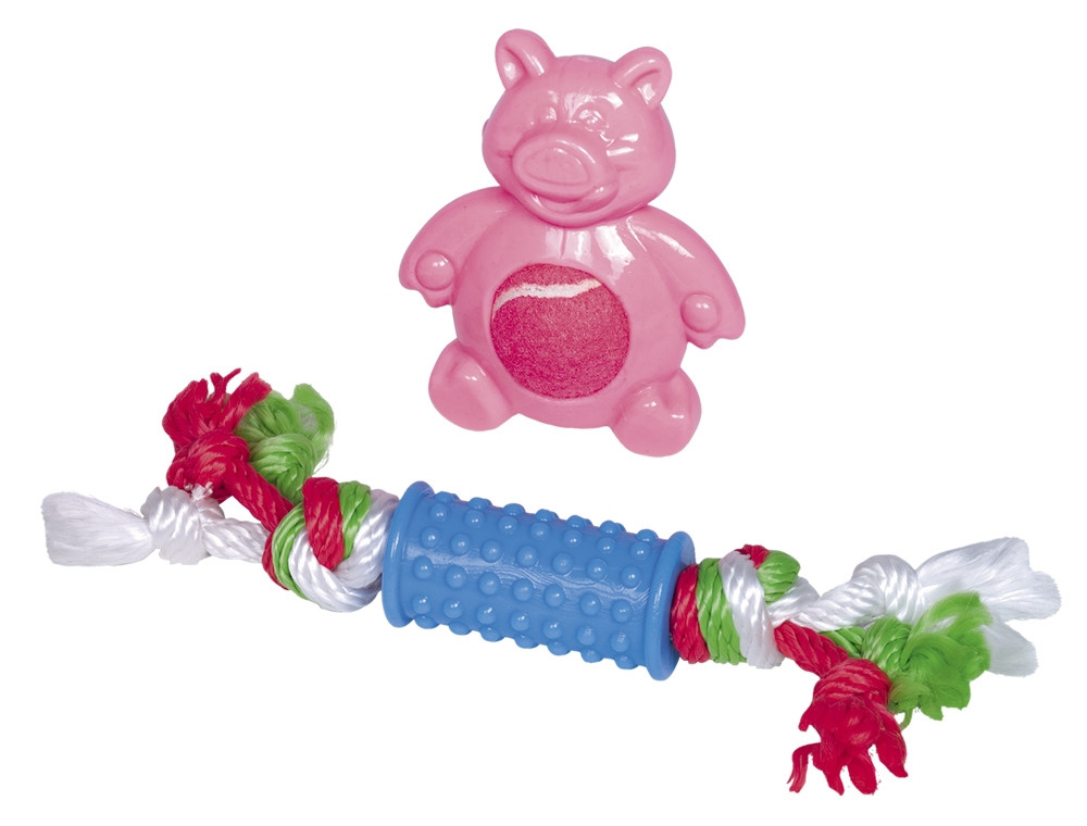 Puppyset TPR 10 cm /21 cm roze/blauw