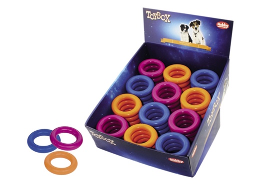 [NB60454] Rubberen speelgoedring 9 cm; display 50 st. Mix kleuren