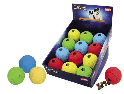 [NB60464] Rubberen snackbal 8 cm; display 12 st. Mix kleuren