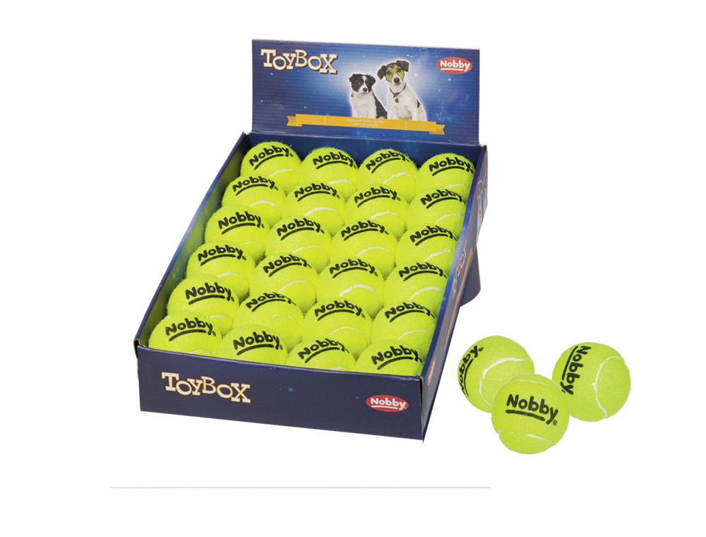 Tennisbal M 6,5 cm; display 24 st. geel