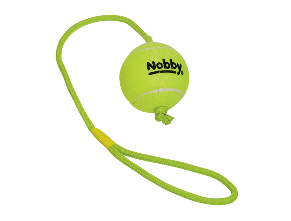 Tennisbal met werptouw