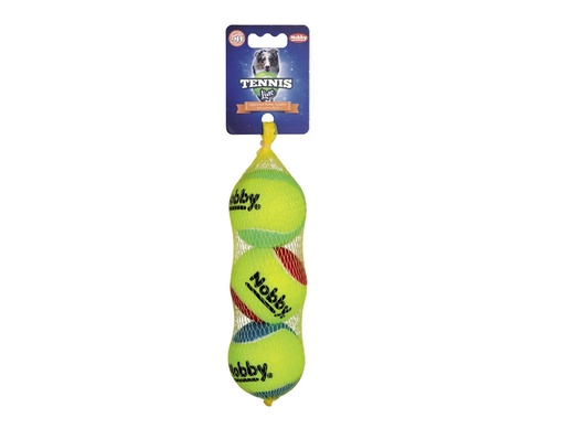 [NB60495] Tennisbal M 6,5 cm; Net of 3 st. Mix kleuren