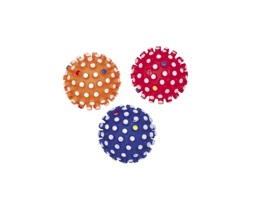 [NB61205] Vinylbal "CLASSIC" met pieper en noppen  6 cm Mix kleuren