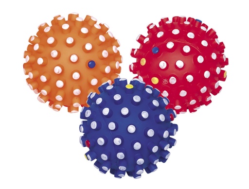 [NB61207] Vinylbal "CLASSIC" met pieper en noppen  14 cm Mix kleuren