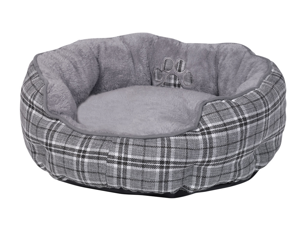 Comfortbed rond Klassiek "KAPU" d x h:  60 x 20 cm grijs checker