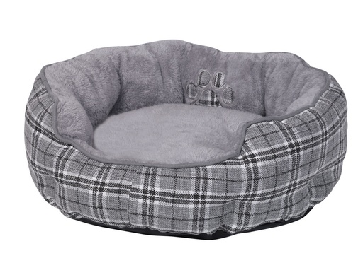 [NB61324] Comfortbed rond Klassiek "KAPU" d x h:  70 x 20 cm grijs checker