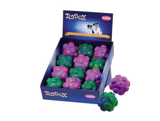 [NB61536] TPR-bal met knoppen display 12 st,  7 cm Mix kleuren