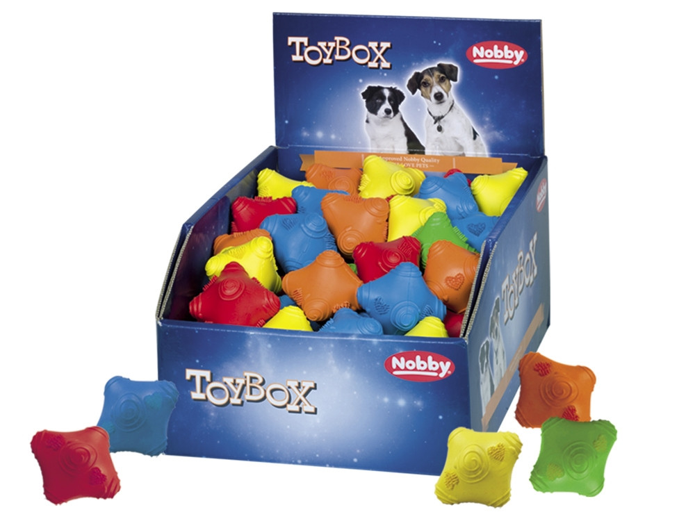Rubberen speelgoed "Reflex" display 72 st., 6 cm Mix kleuren