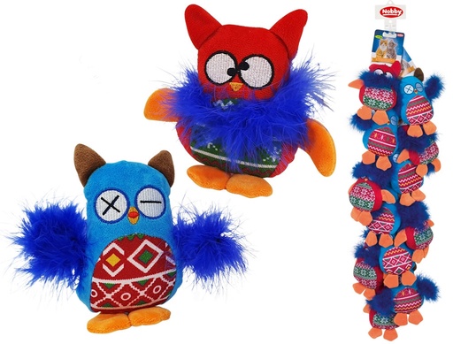 [NB61566] Pluche Uil met Catnip 12st, 15 cm Mix kleuren