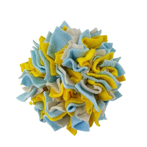 [NB61676] Snuffelbal "KLEUR"   10 cm geel-licht blauw